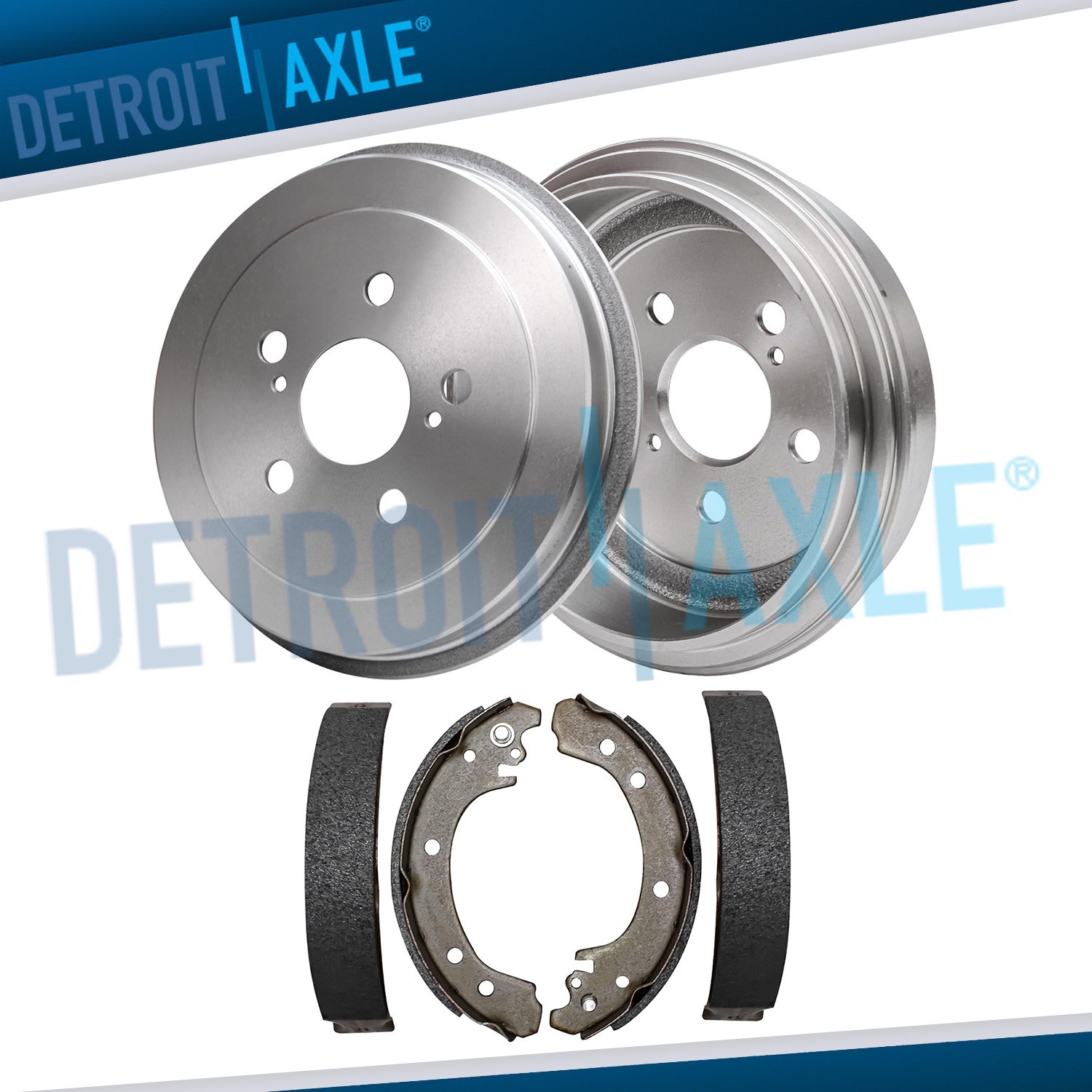 4pc Rear Brake Drums and Rear Brake Shoes Kit for 2002 - 2008 Toyota Corolla