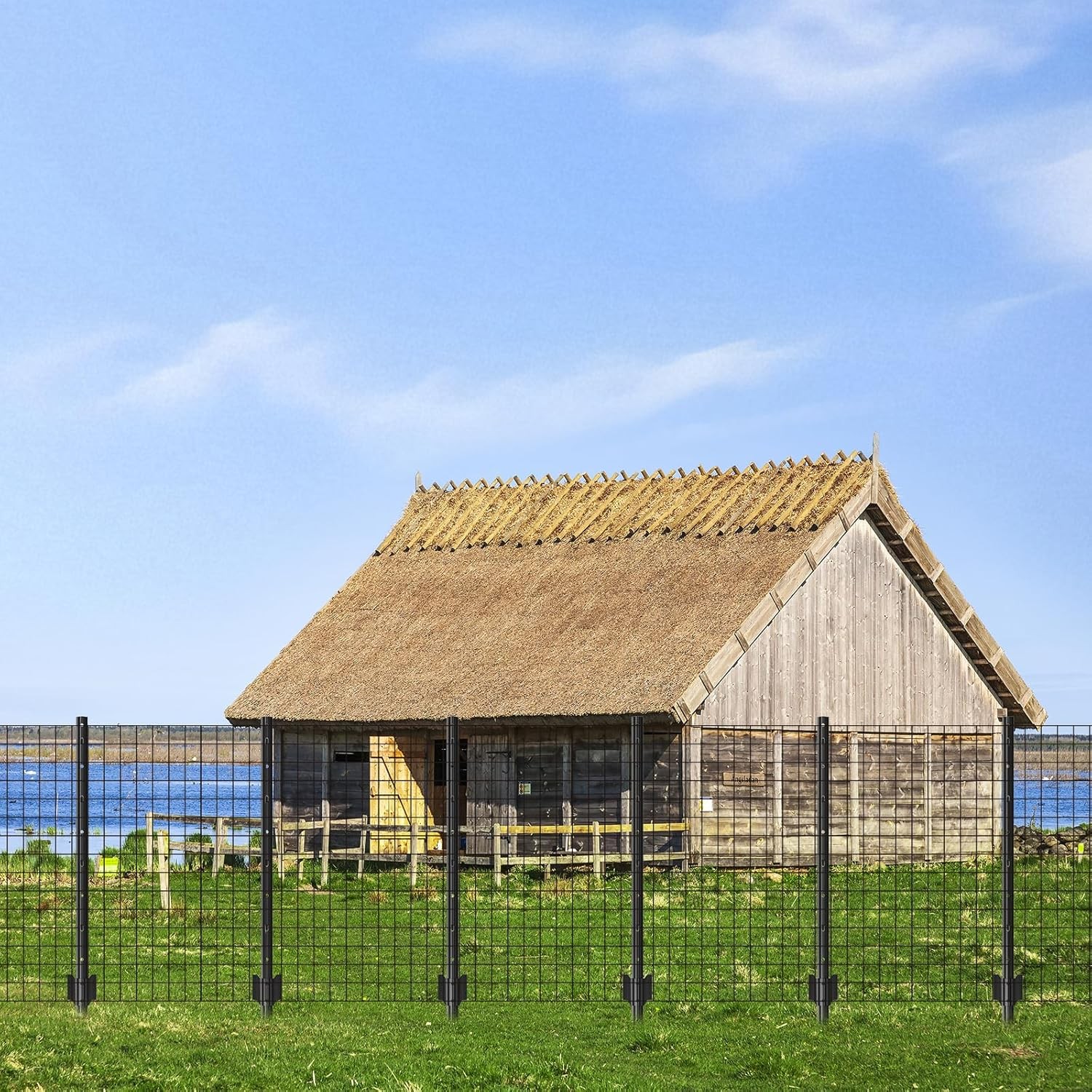 Metal Fence Post 5 Feet Black, Pack of 10, T Post for Wire Fence, Rustproof U Po