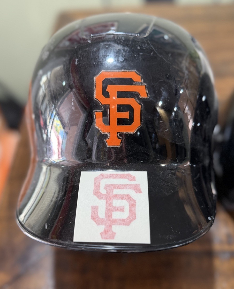 San Francisco Giants MLB Rawlings S100 Player Used Game Left Helmet Mens 7 3/4