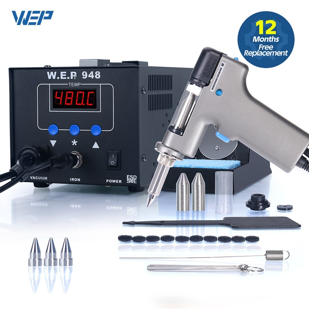 WEP Desoldering Station Digital Suction Tin Gun Vacuum For Micro-layer PCB US