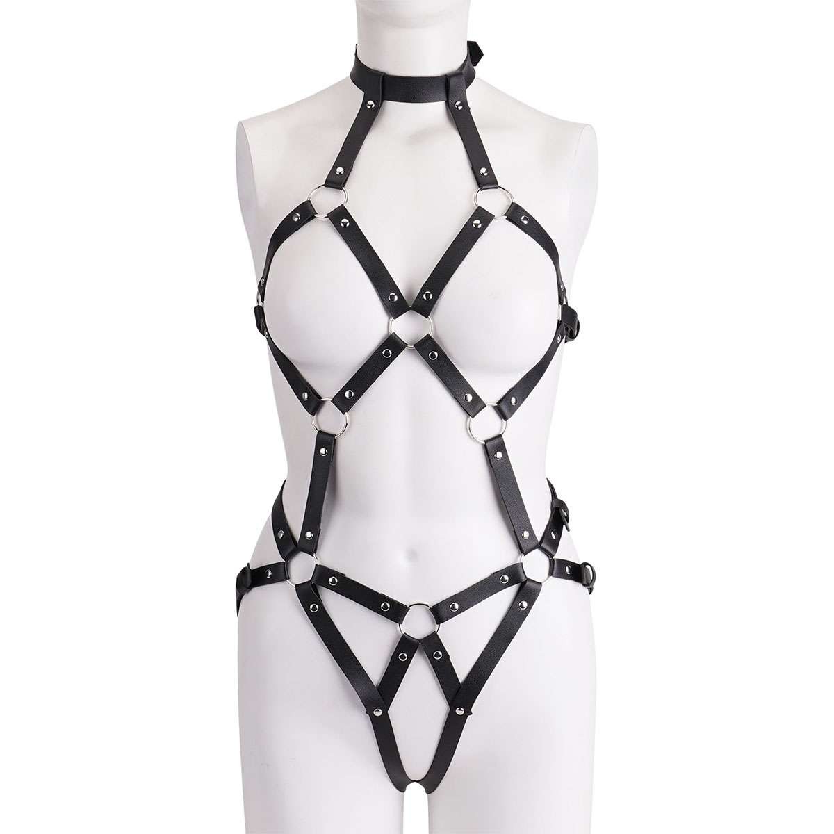 Women Leather Body Harness Straps BDSM Bondage Belt Bodysuit Lingerie Costume