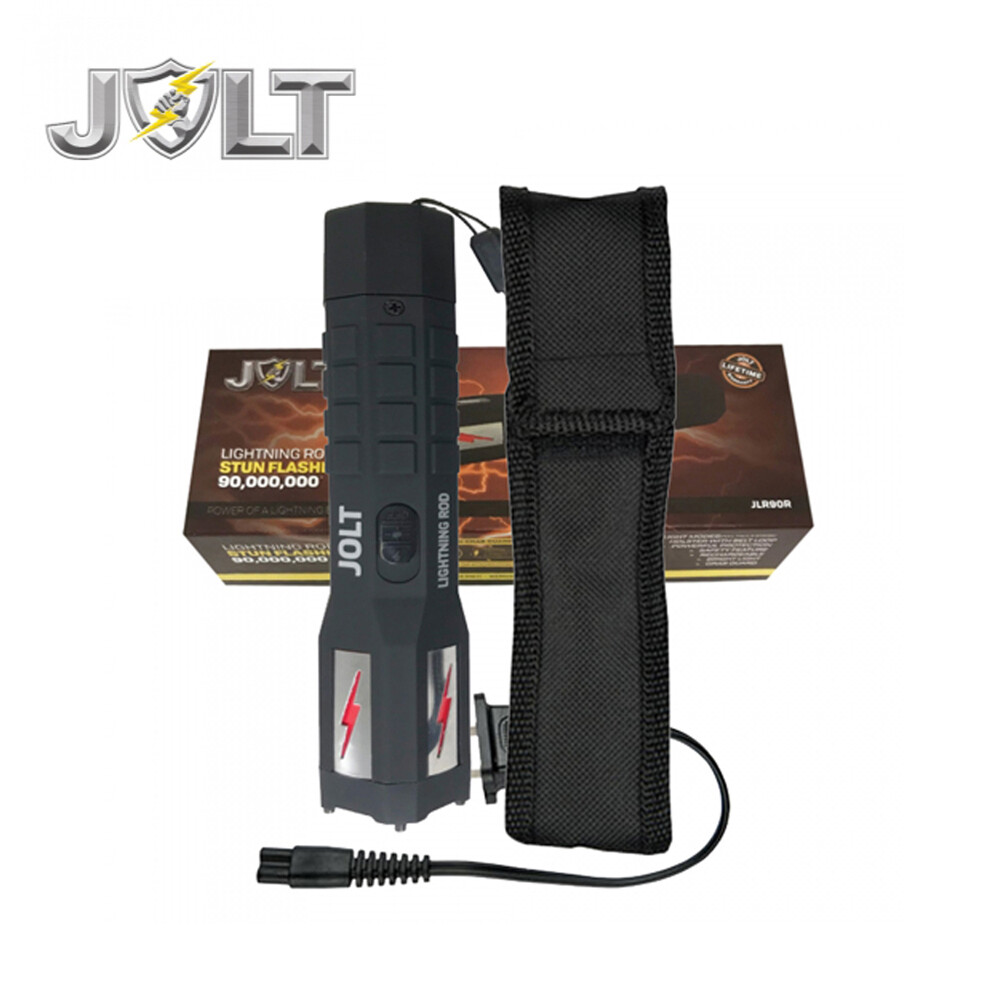 Jolt Lightning Rod 90,000,000 Volt Stun Gun Flashlight w/ Grab Guard Stun Strips