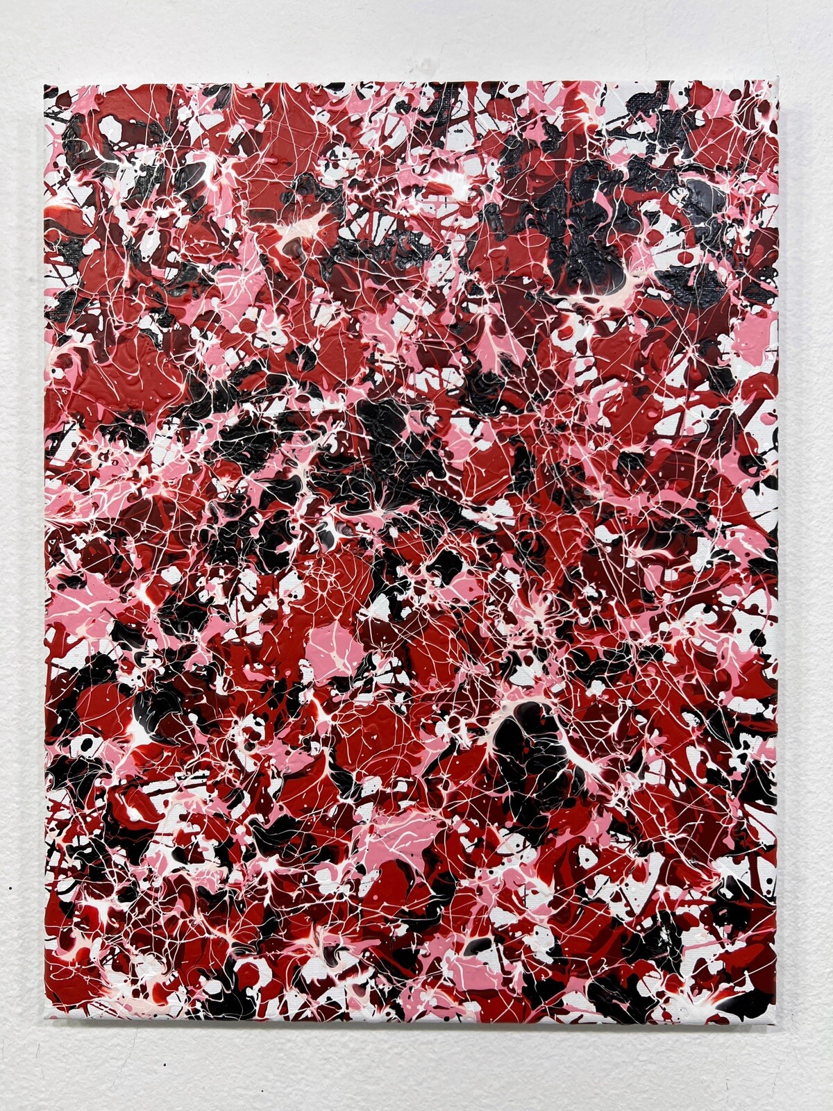 Original Artwork Acrylic on Canvas Painting  Mid Century Red Pink Black Art