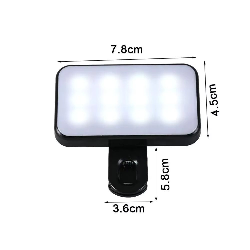 Portable Mini LED Fill Light Mobile Phone Clip-On Selfie Light USB Rechargeable
