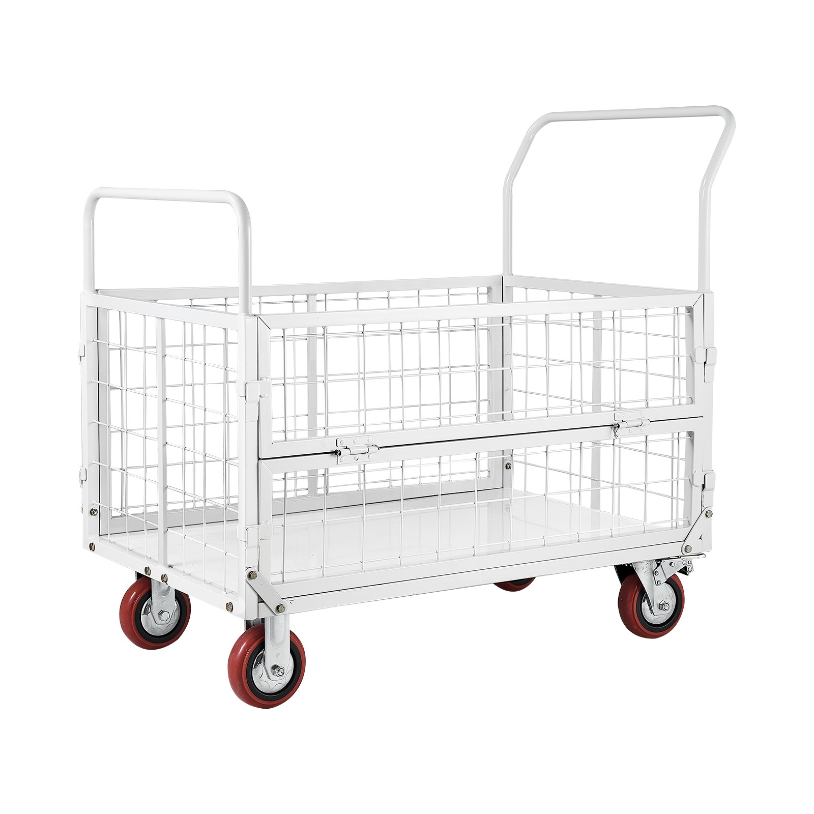 Uimoso Foldable Platform Cart with Cage, 2000 lbs Capacity, 6-in-1 Hand Truck