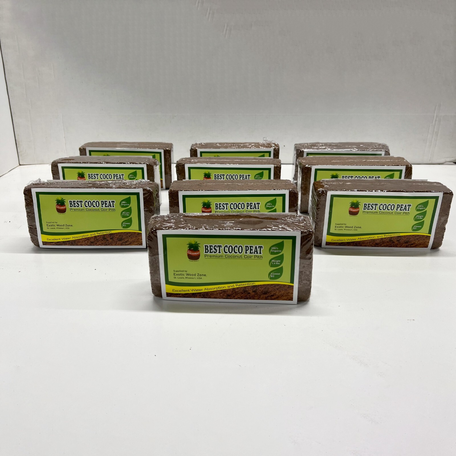 Best Coco Peat-Premium Coir Pith 10 Brick Pack,650g/1.4 Lbs,Lowest EC & Ph Value