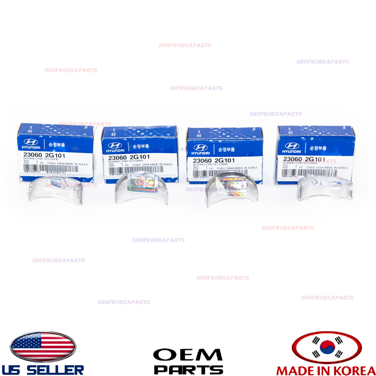 Genuine Сonnecting Rod Bearing Set 8pc OEM Hyundai Kia 2.0 2.4 See compatibility