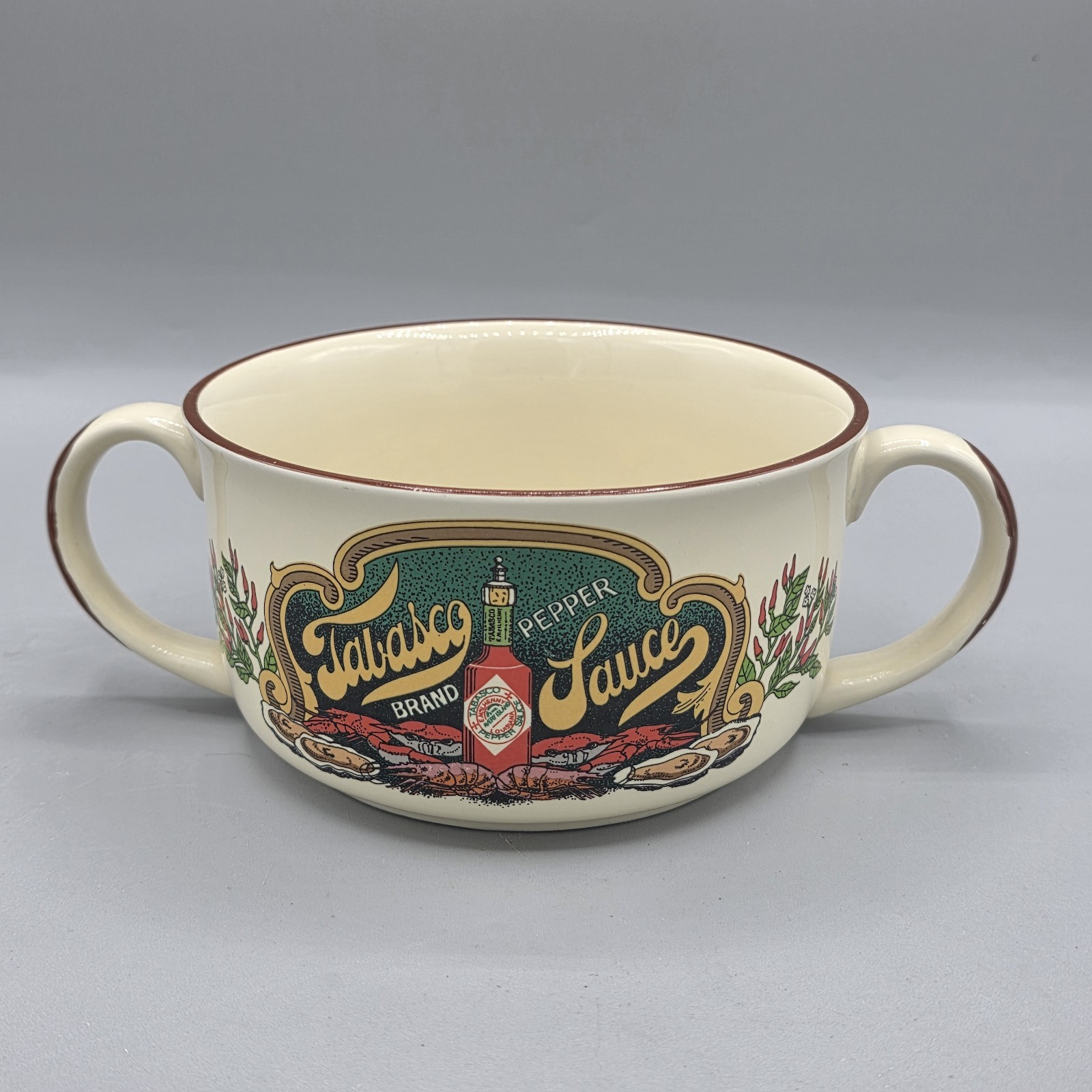 Tabasco Stoneware Pepper Sauce McIlhenny Soup Seafood Gumbo Bowls 16 oz Set of 4