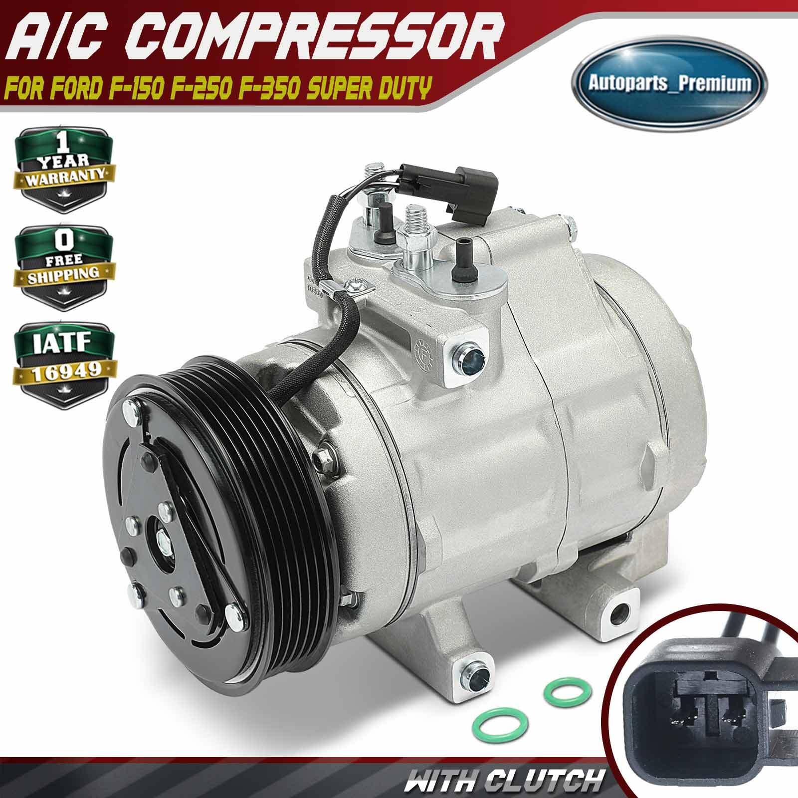 AC Compressor w/ Clutch for Ford F-150 2007-2014 F-350 F-450 F-550 Super Duty