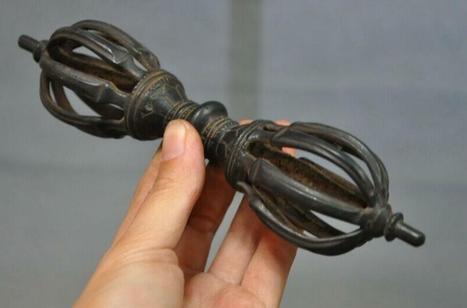 Old Tibet Tantra Buddhism Temple Bronze Exorcism Pray Dorje Vajra Phurpa Dagger