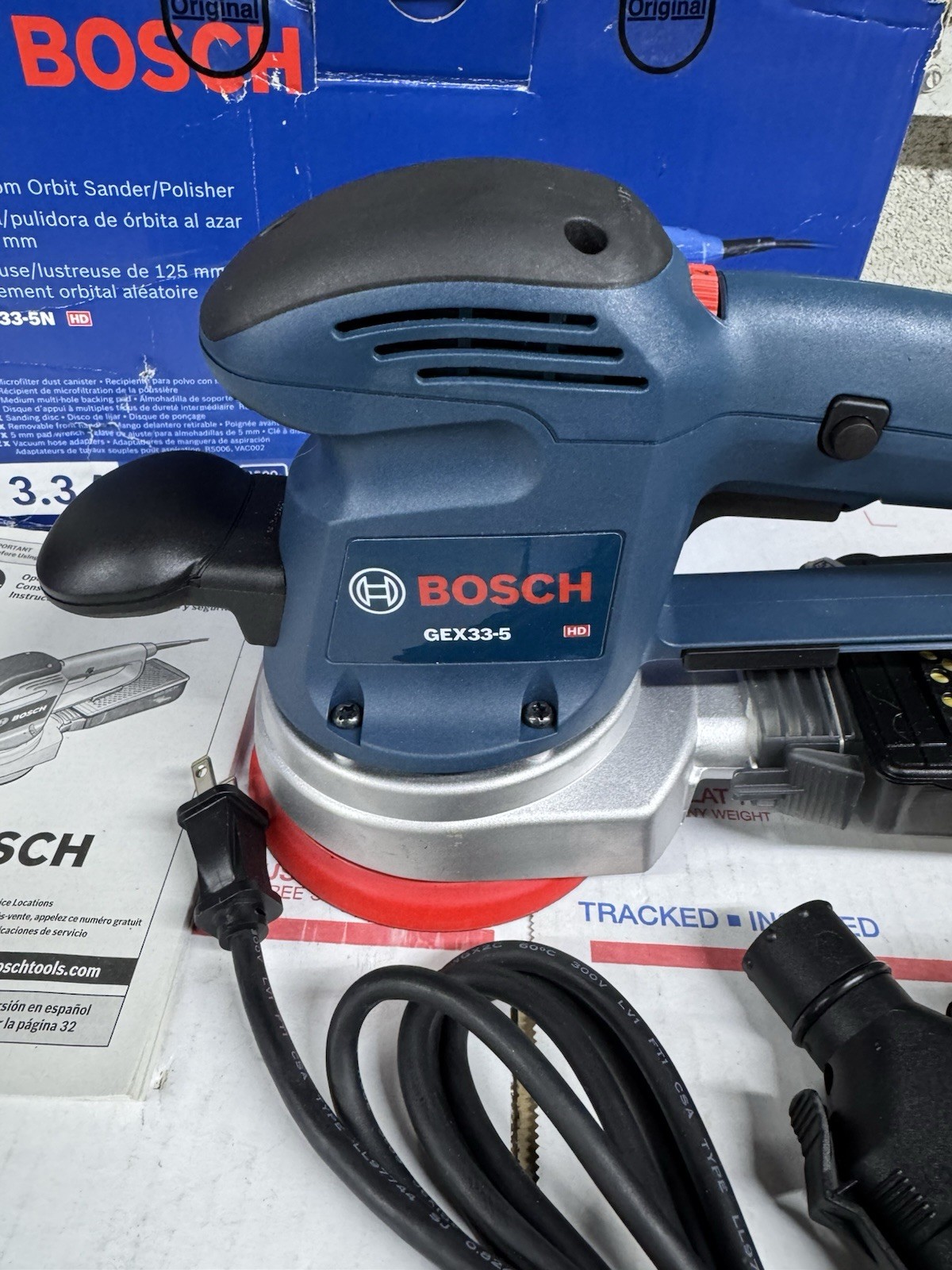 BOSCH GEX33-5n Corded Sander,5  Disc,Random Orbital 3.3amp HD