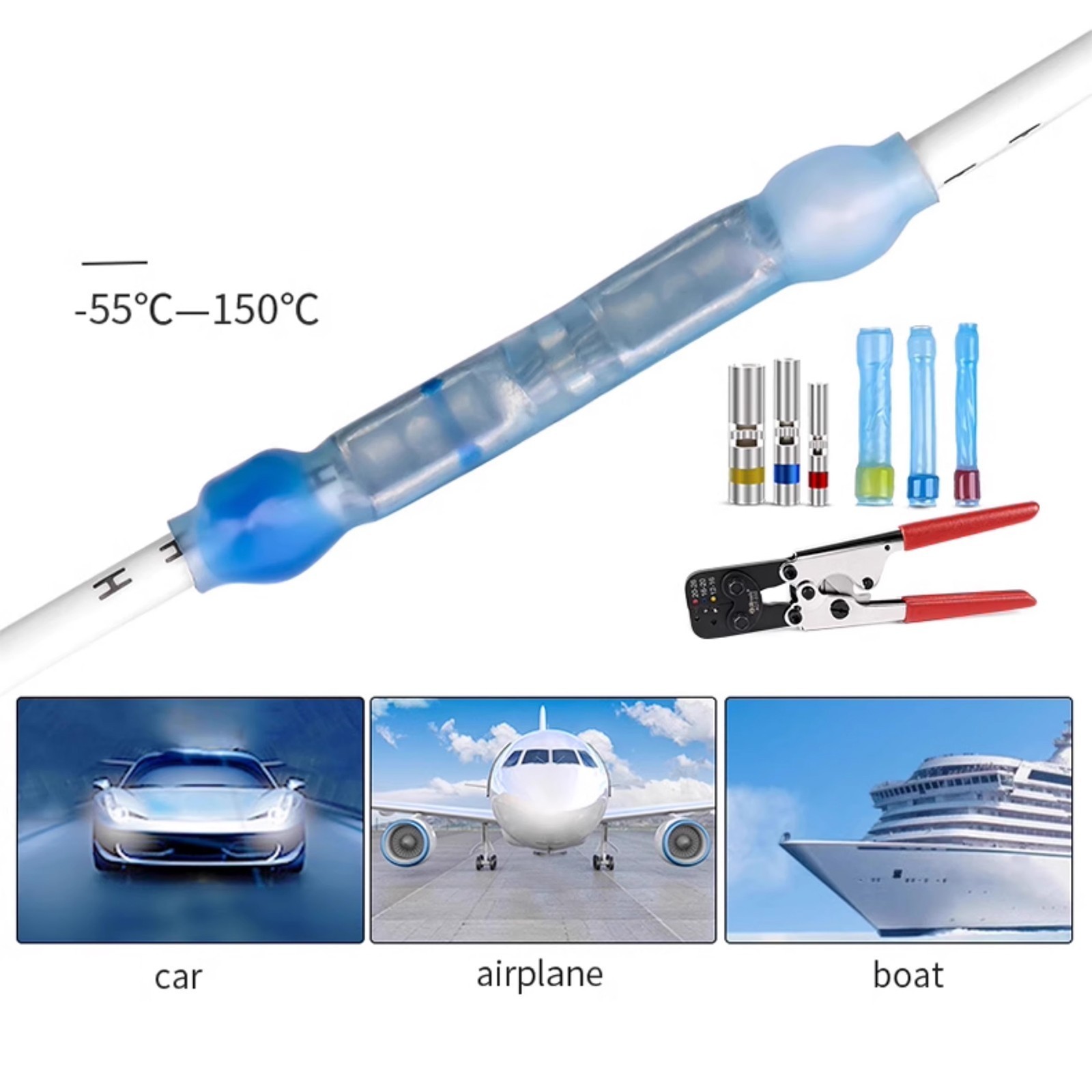 Crimp Splice 10Set Red Butt Splice Connectors D-436-36 Applicable wire 12-16AWG