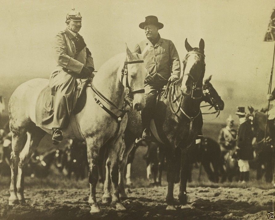 Kaiser Wilhelm and Theodore Roosevelt horseback New 8x10 World War I WW1 Photo