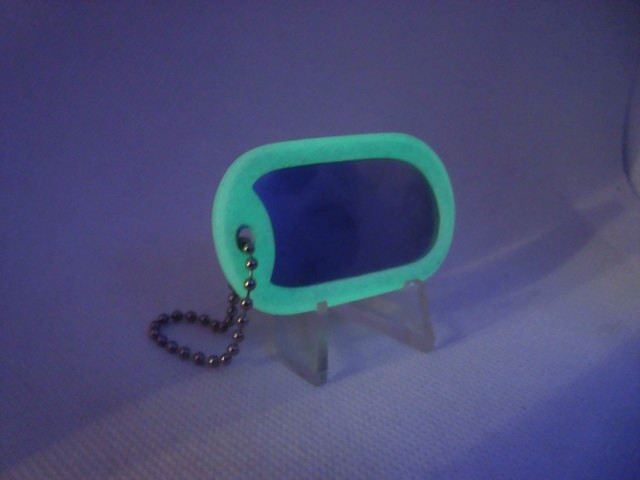 Military Dog Tag Silver Dull Finish + 4" 1n. key Chain + Silencer GLOW IN DARK