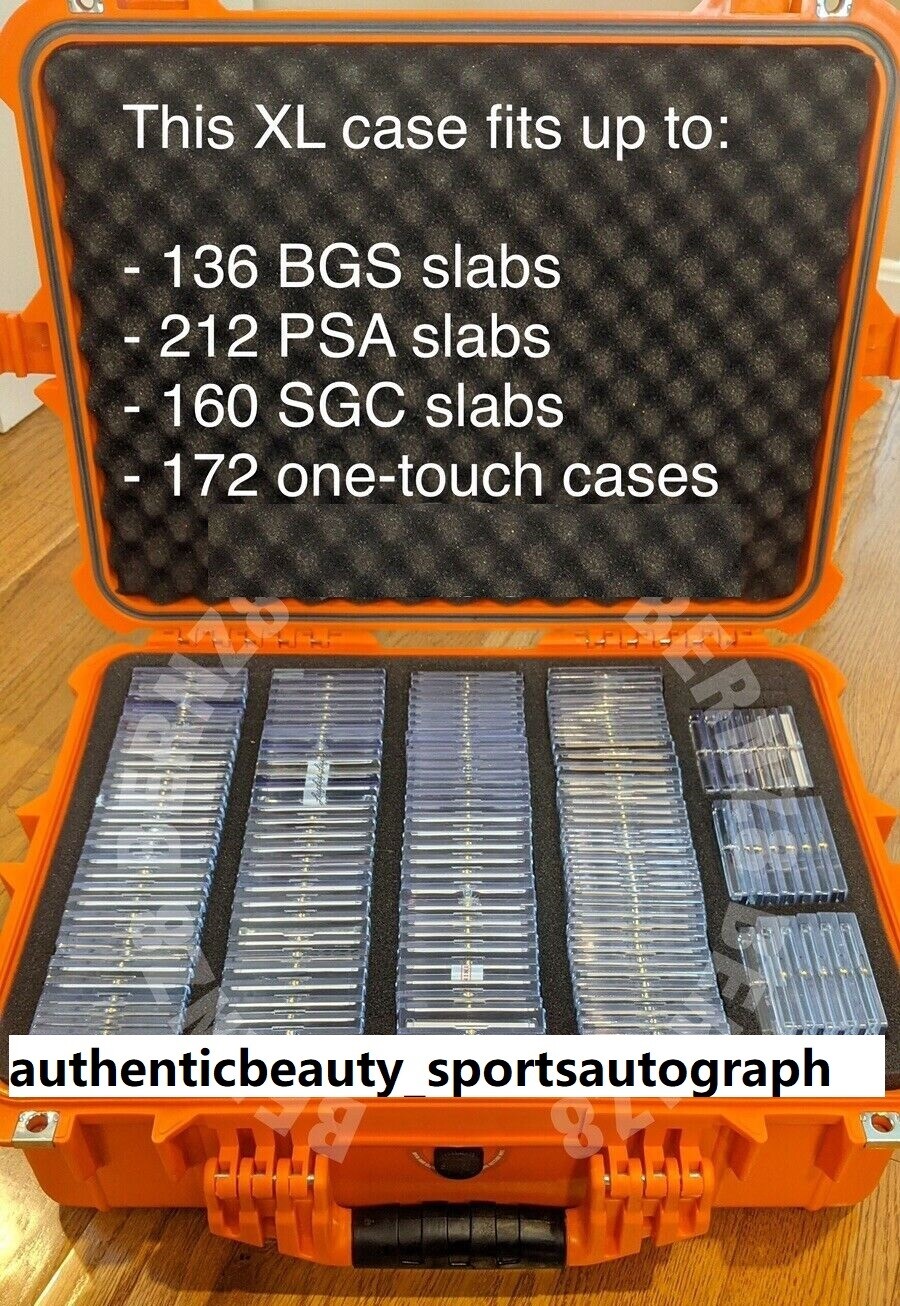 EXTRA LARGE XL ORANGE WATERPROOF STORAGE TRAVEL CASE PSA / BGS GRADED CARD SLABS