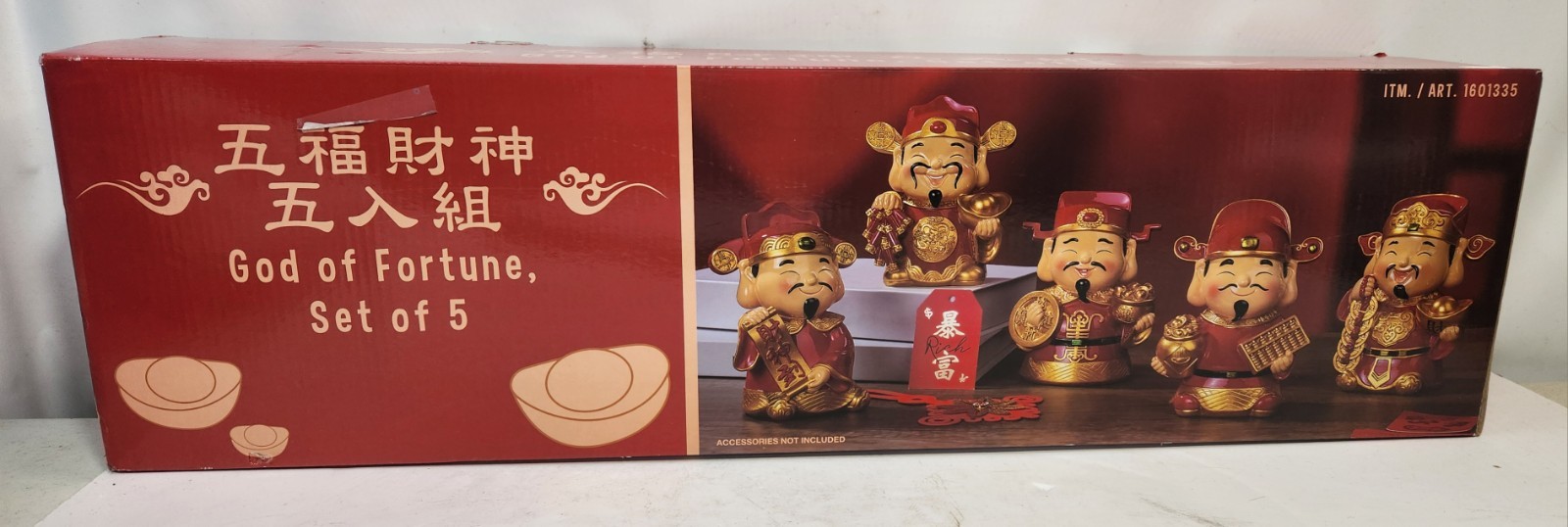 God Of Fortune, Set Of 5 Chinese Oriental Forklore Figures Whimsical Collectable