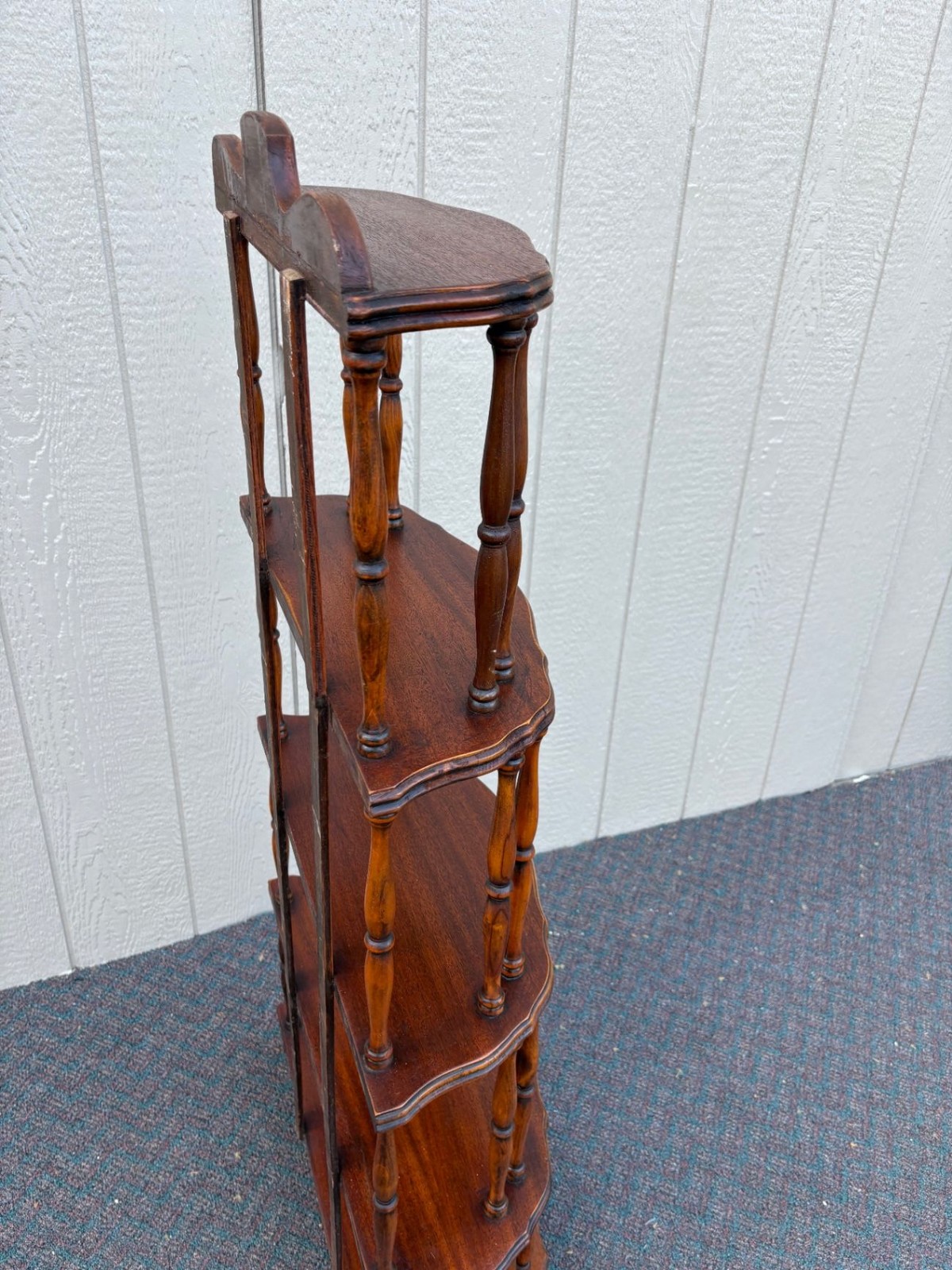 67560 Vintage Mahogany Whatnot Etagere Display Shelf with Turned Supports