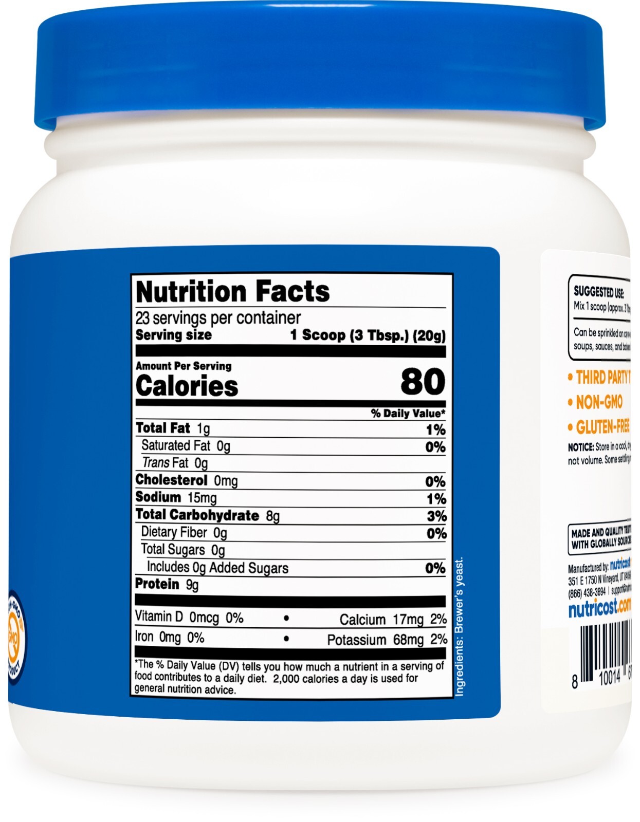 Nutricost Brewer’s Yeast 16oz - 20 Grams per Serving, High Quality - Non-GMO