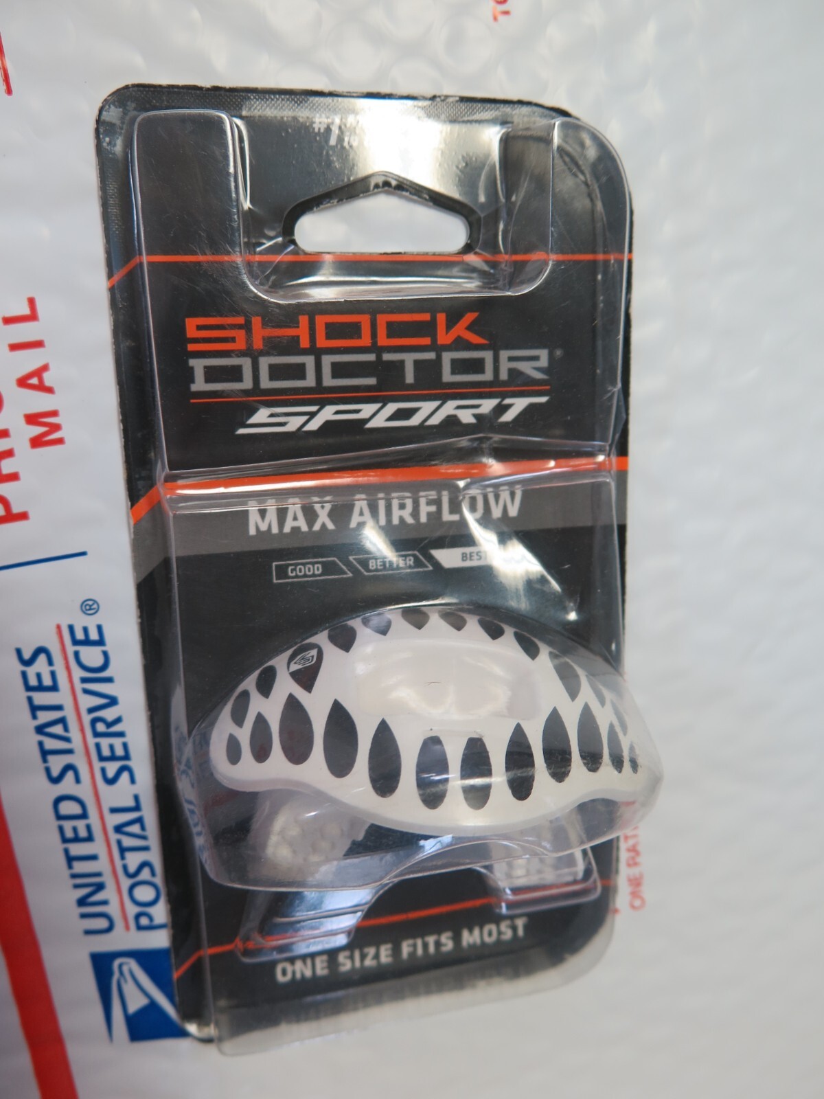 Shock Doctor Sport Max Airflow Mouth guard White Fangs Works w/Braces Lip Guard
