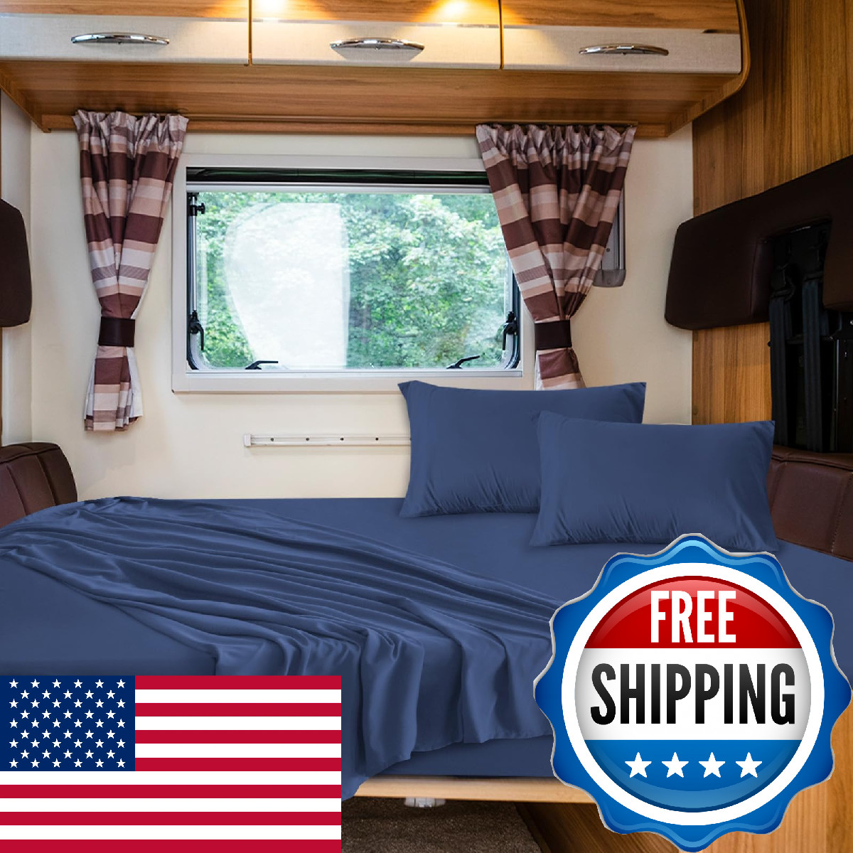 SpringSpirit RV Queen Sheets Super Soft RV Short Queen Bed Sheet Set 4 Piece Dee