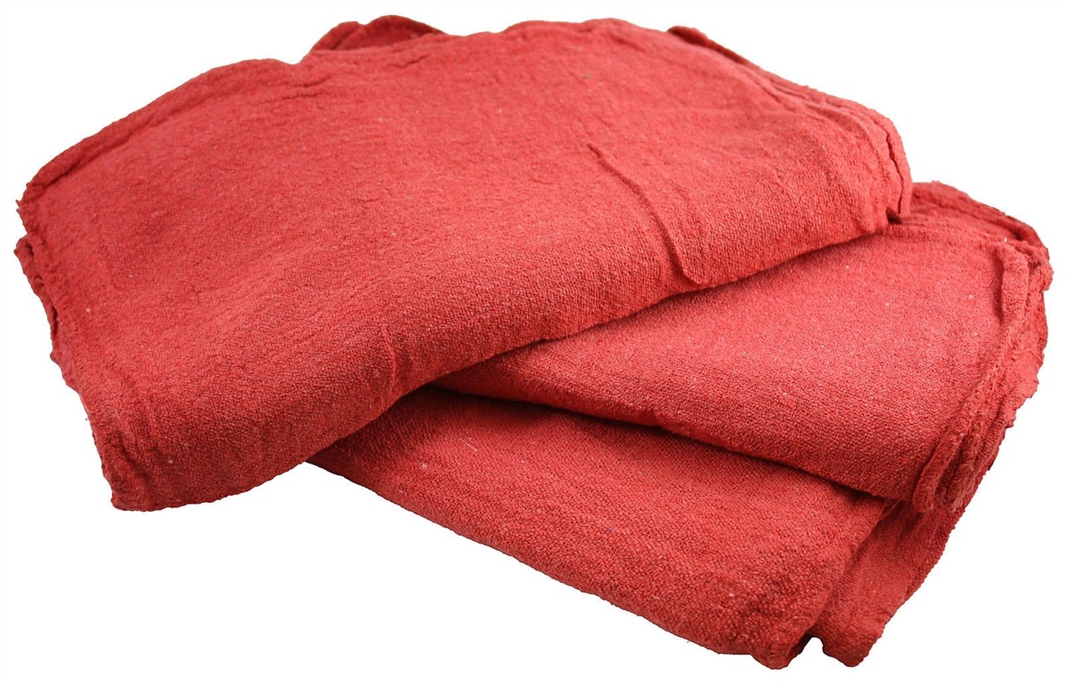 1000 New Industrial Shop Rags Cleaning Towels Red Large 12x14 Towel B-Grade