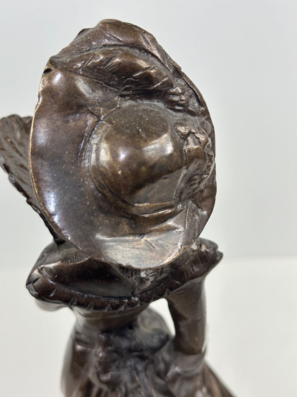 Vintage Victorian Lady Bronze Brass Statue Sculpture Holding Fan 13" High