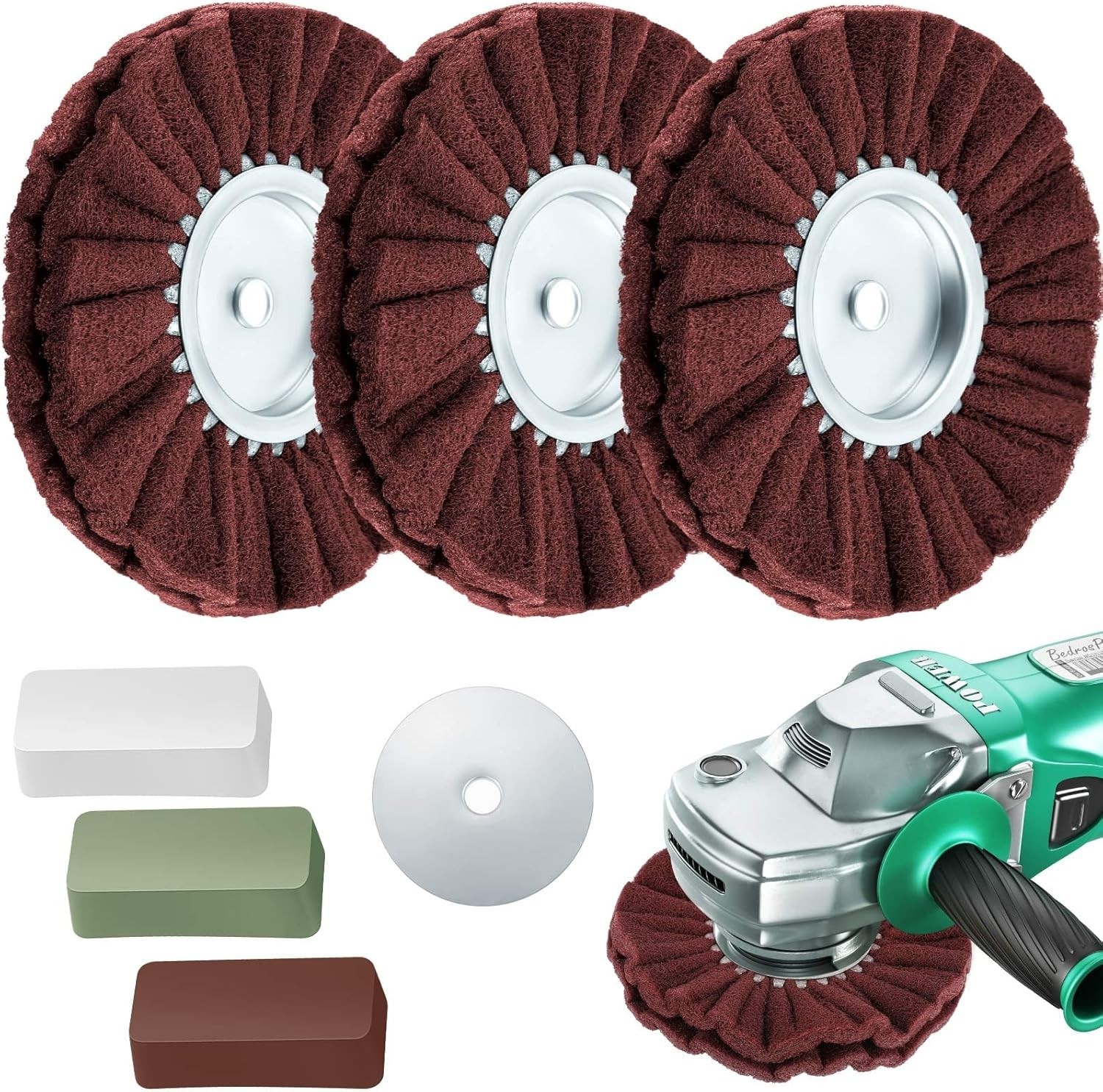 7 Pcs 8" Airway Buffing Wheel Kit in Diameter 5/8" in Arbor Hole, Aluminum Metal