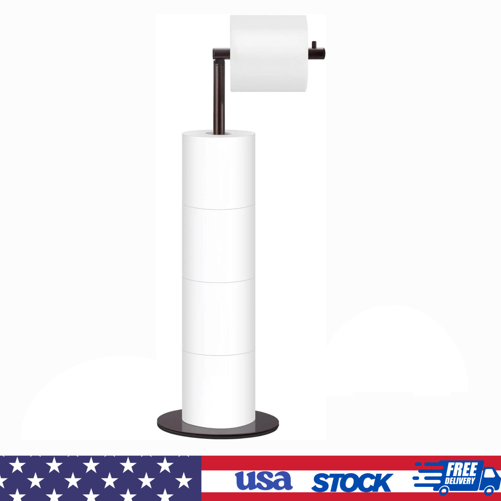 Toilet Paper Holder Stand, Bathroom Toilet Paper Stand with Shelf Hold 4 Paper R