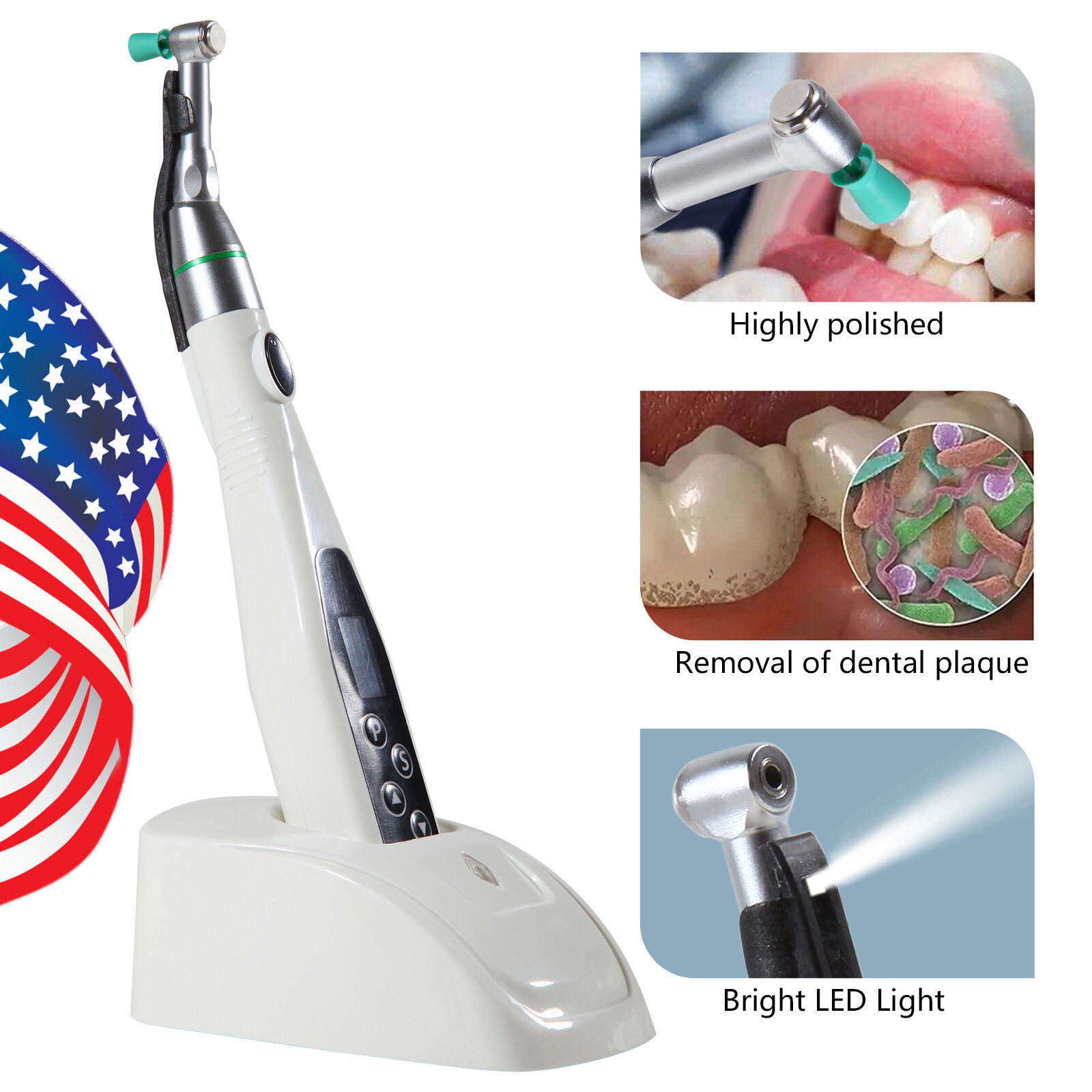 Dental hygiene Prophy LED Motor Cordless Handpiece / 100*Polishing Cups