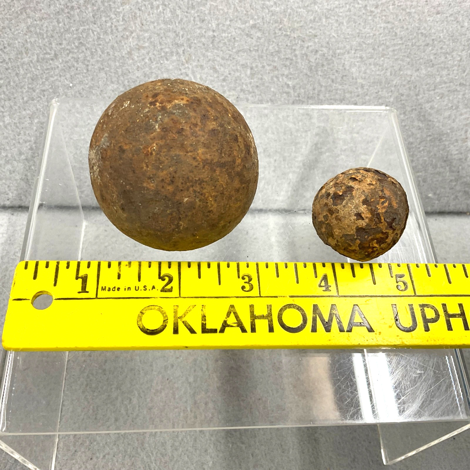 Antique Cannon Balls Civil War Era 2 Inch , 1+ Inch Grape Shot Lot of 2