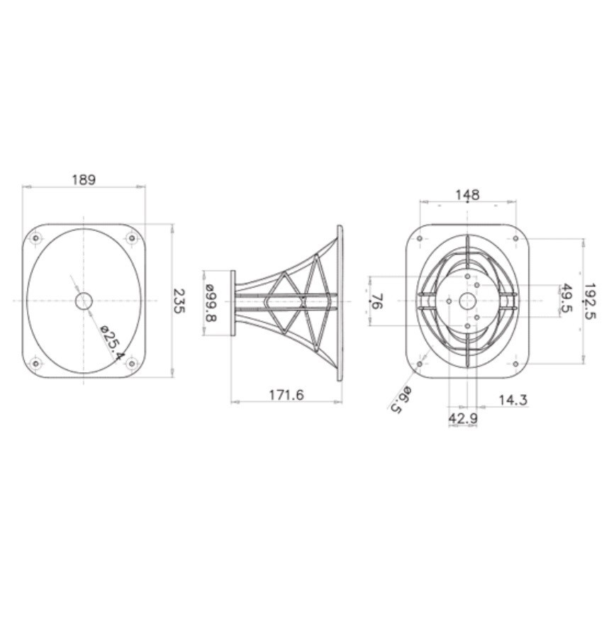 Faital Pro LTH102 1" Tractrix Compression Horn 60x50 Lense Flare 2/3-Bolt
