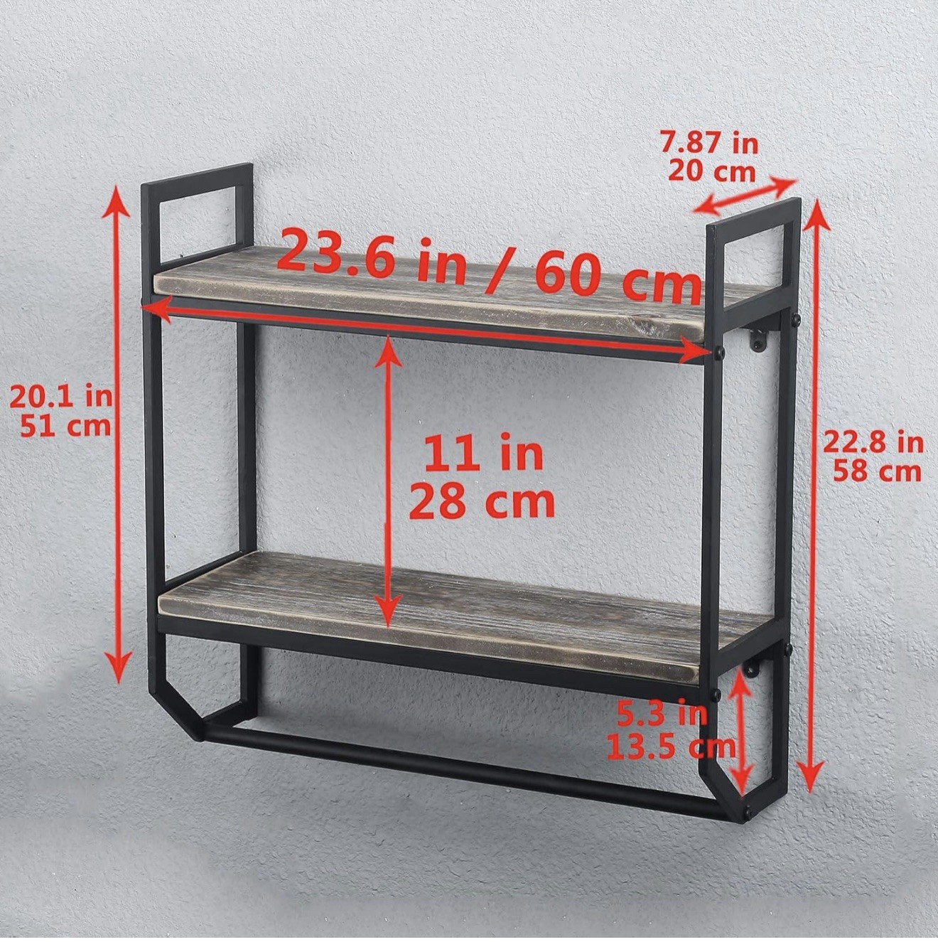 Towel Rack with Towel Bar 2-Tier 24 Bathroom Shelves Wall Mounted Easy Install