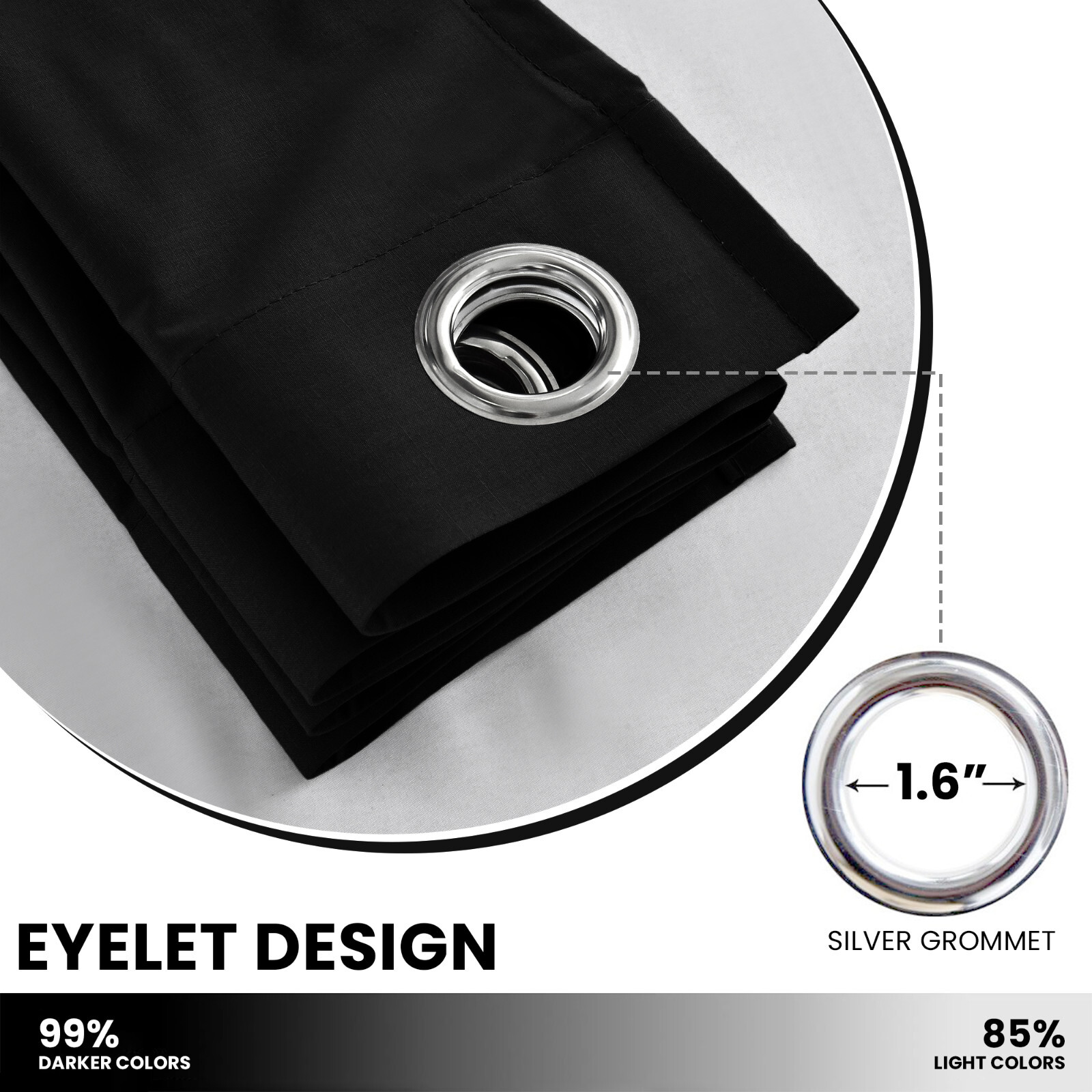 Pair of Blackout Curtains Eyelet Ring Top Ready Made Thick Thermal Curtain Set