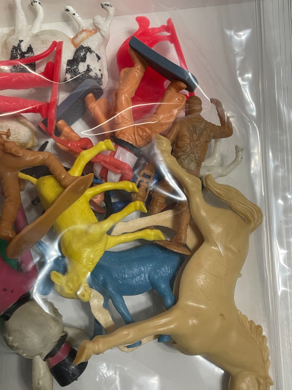 Vintage Bag of Mixed Plastic Toys (Western, Animals, Parts, Misc) Fun Bag!