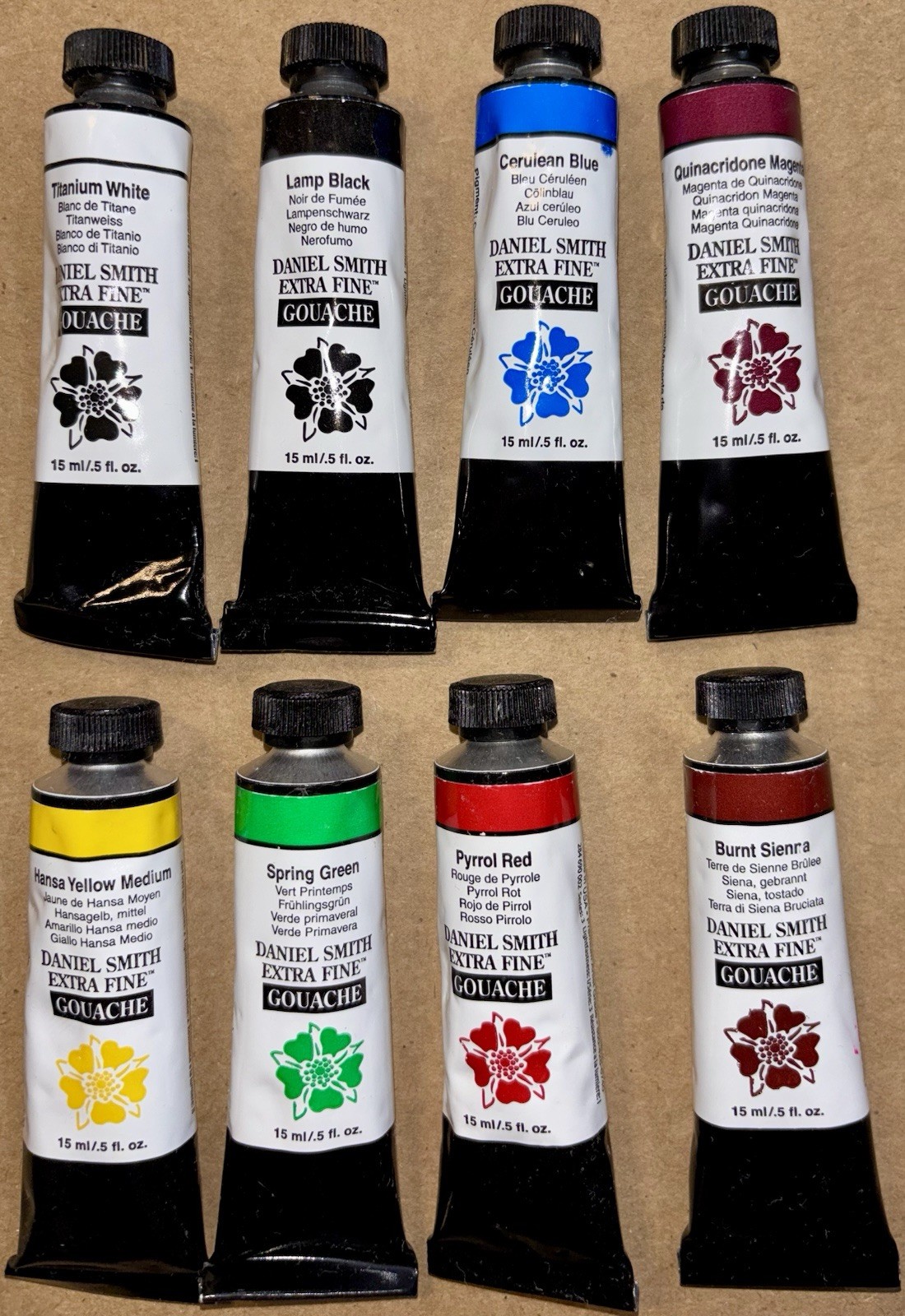 Daniel Smith Extra Fine 15ml Gouache 8 Paint Tubes NEW Art Colors Artist Canvas