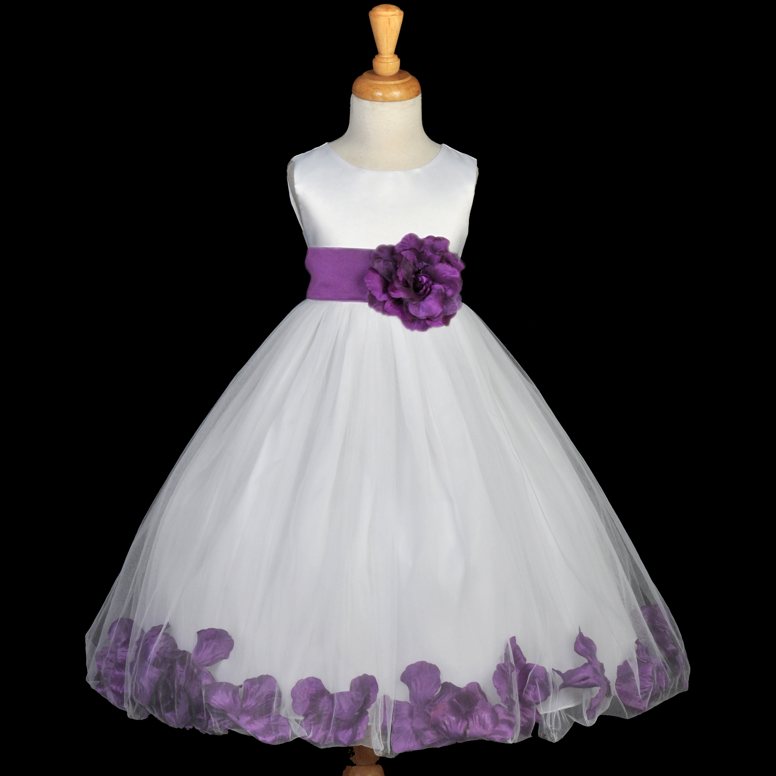 IVORY FLOWER GIRL DRESS PETALS PURPLE FUCHSIA BLACK BLUE PINK RED SKY LILAC NEW