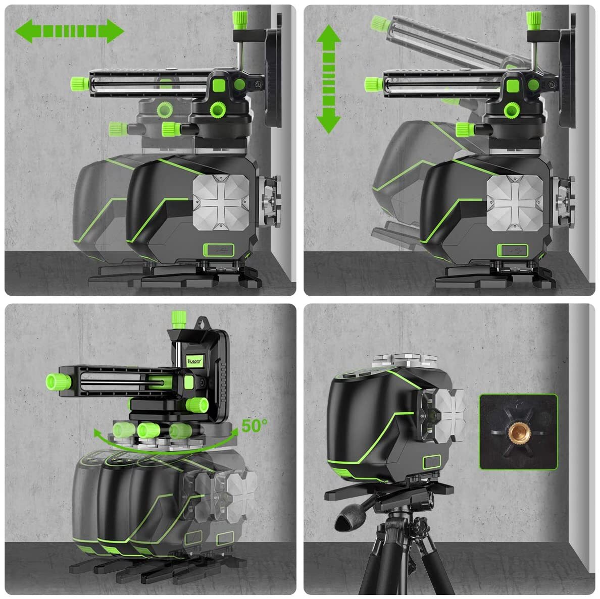 Huepar 12 Lines Green Beam Self Leveling Laser Level with LCD Screen + Receiver