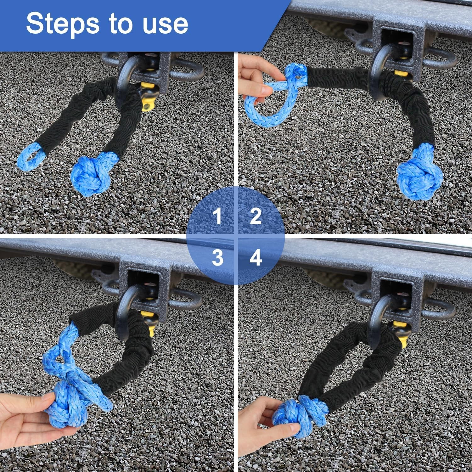 2-Pack Synthetic Soft Shackle - 1/2 Inch X 22 Inch - 38,000lbs Breaking Strength