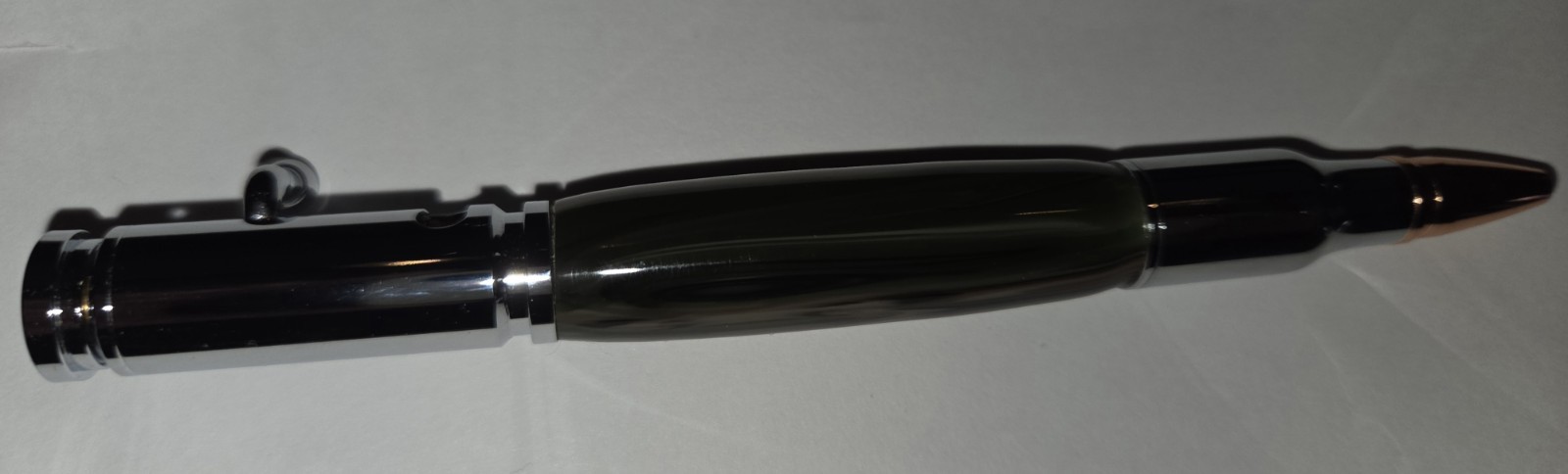 Handmade Bullet Style Bolt Action Pen Rifle Shaped Pocket Clip Black Ink Works