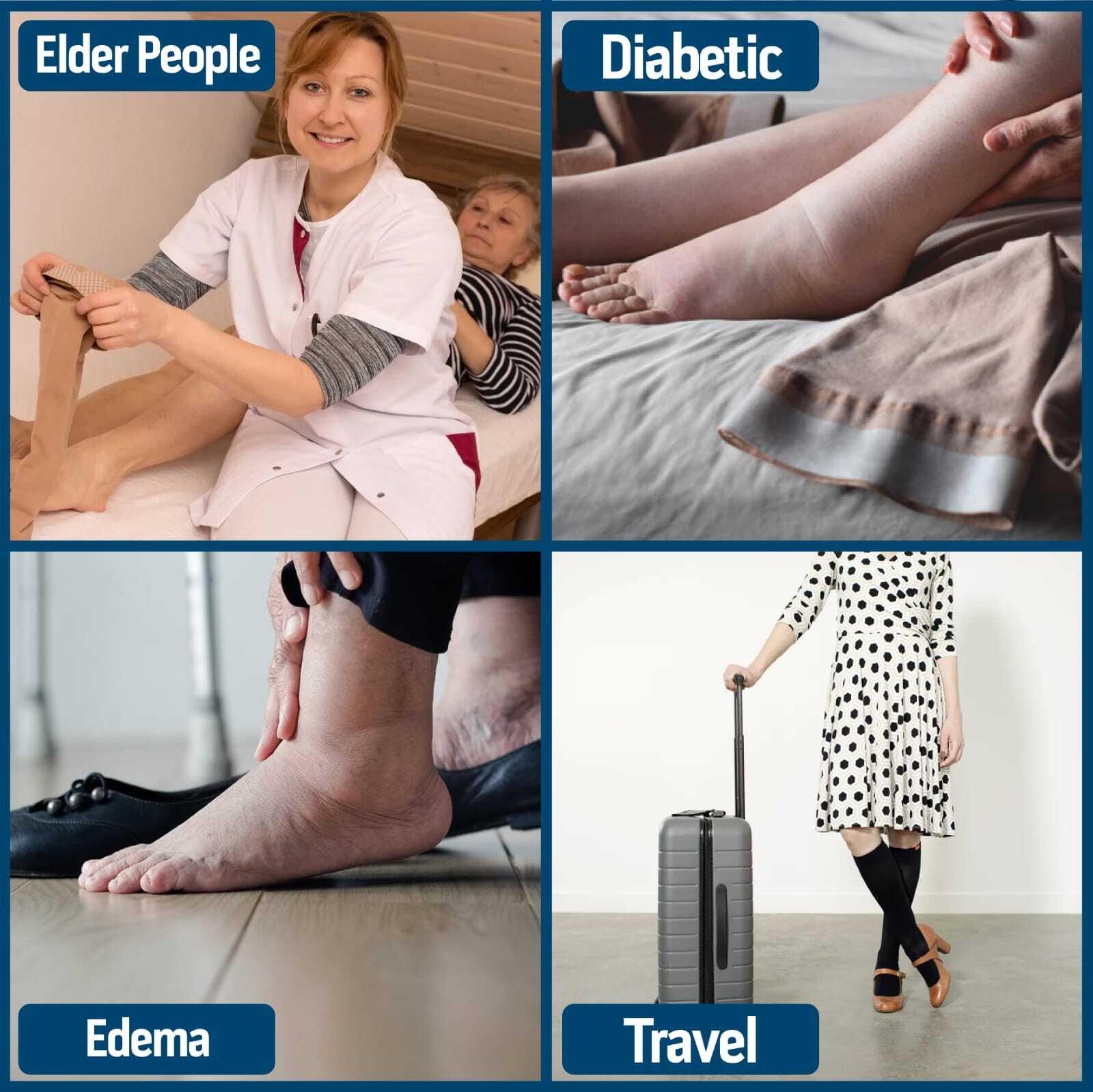 6-12Pairs Men's Diabetic Over The Calf - Knee High Compression Cotton Crew Socks