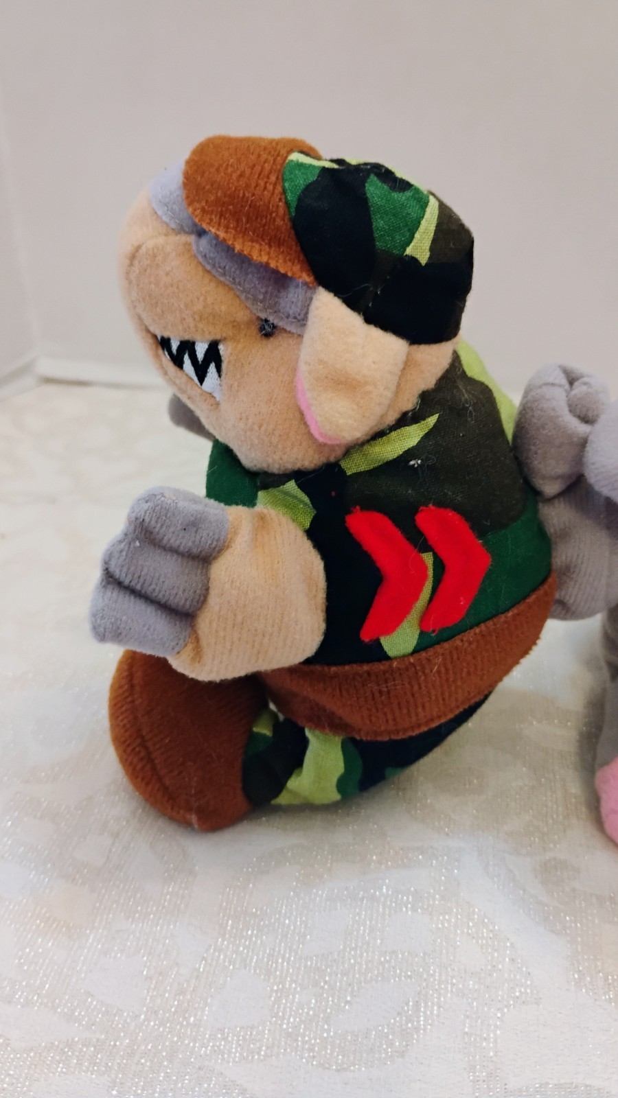 Vintage Meanies Series One Lot Of 2 Funny Plush Beanies Armydillo & Elephant