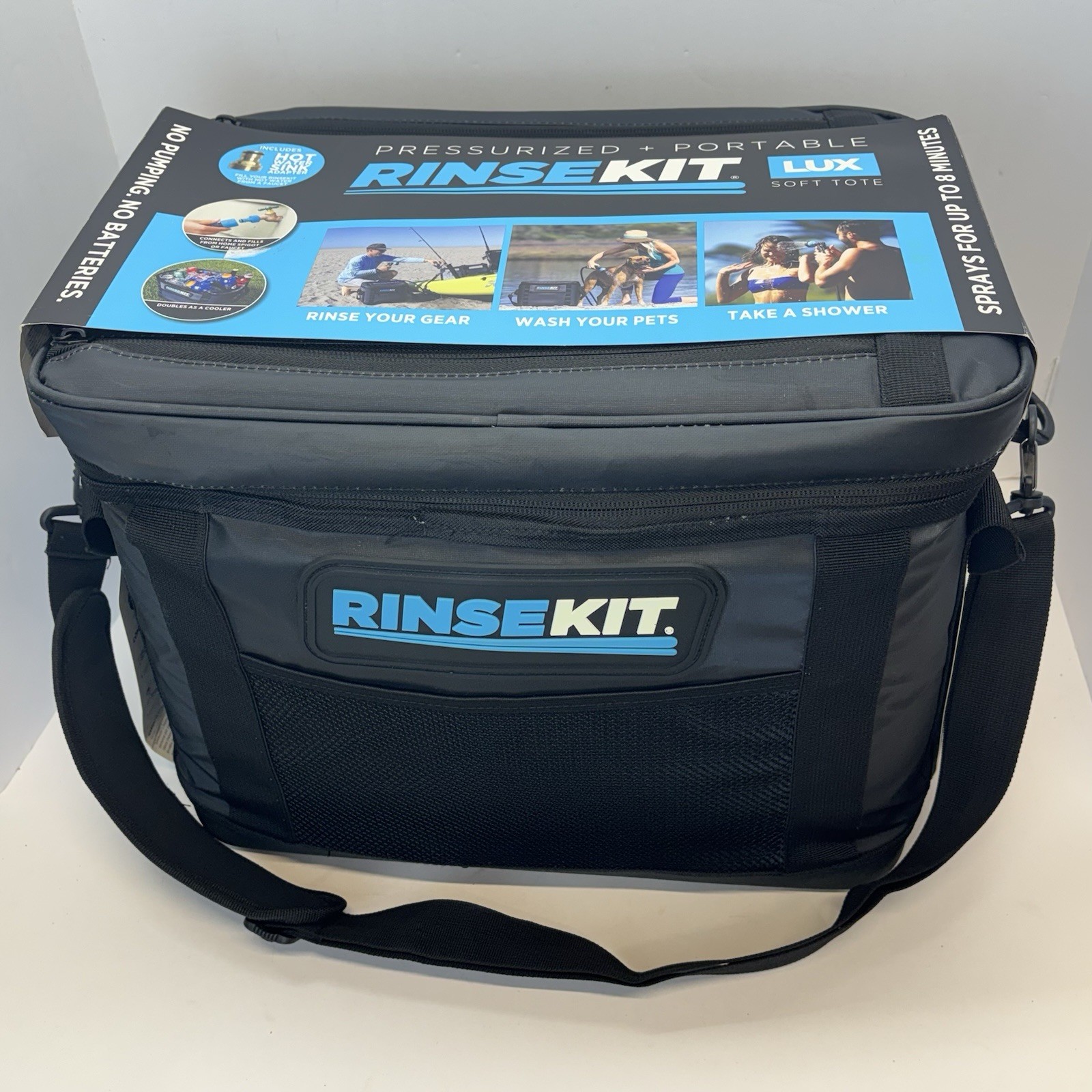 Rinsekit Lux Soft Tote 3 Gallon Pressurized Portable Shower - Brand New