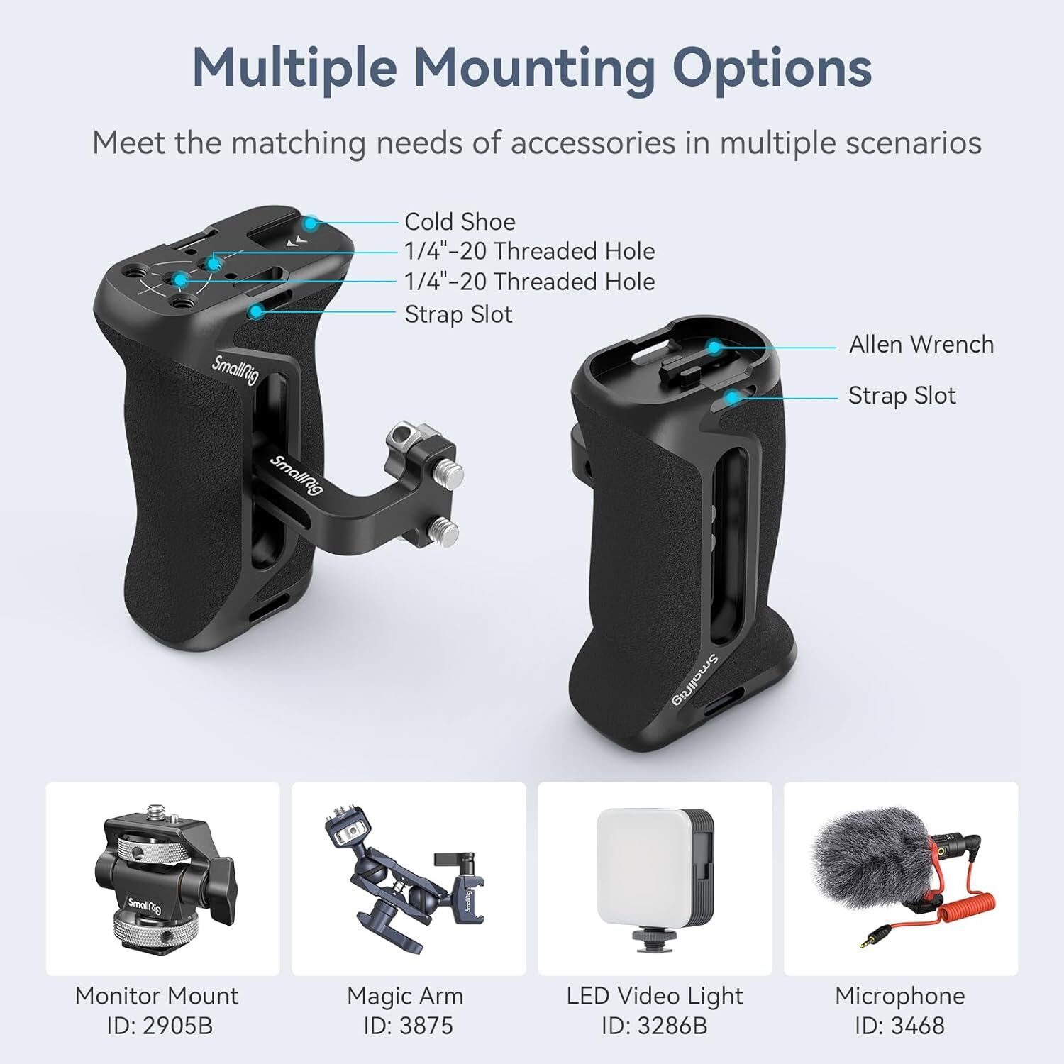 SmallRig Camera Side Handle with Bulit-in 1/4"-20 Locating Hole for Camera Cages