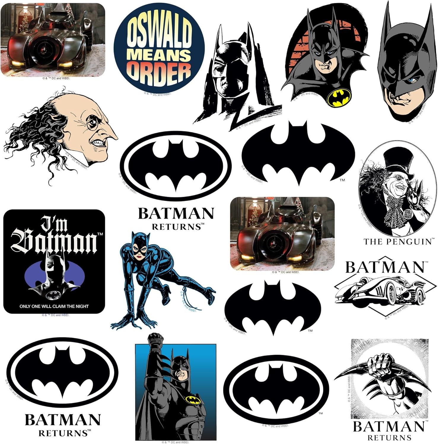BATMAN RETURNS COLLECTION DIE CUT VINYL 50 CT STICKER PACK