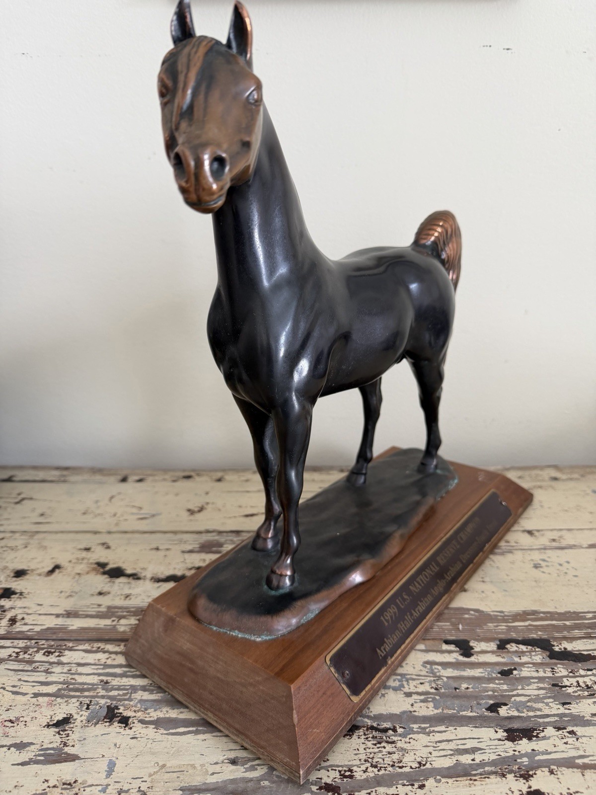 Gladys Brown Edwards (?) Champion Arabian Horse Bronze Sculpture Dressage Trophy