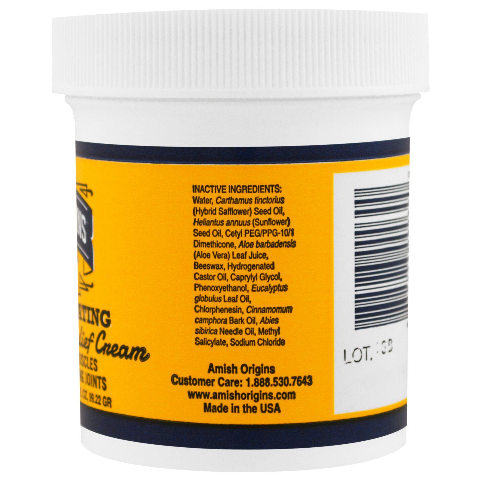 Amish Origins, Deep Penetrating, ( 2 Pack) Greaseless Pain Relief Cream, 3.5 fl