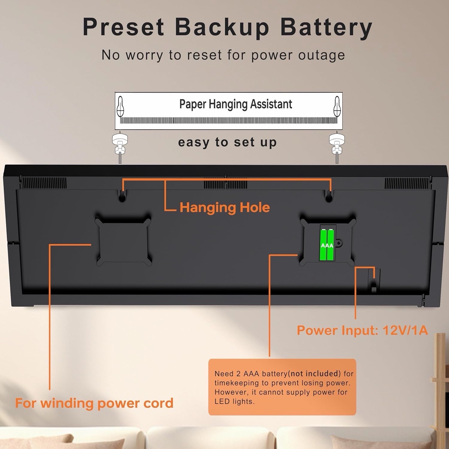 JALL 30" Large Digital Wall Mount Clock with Remote Control, White