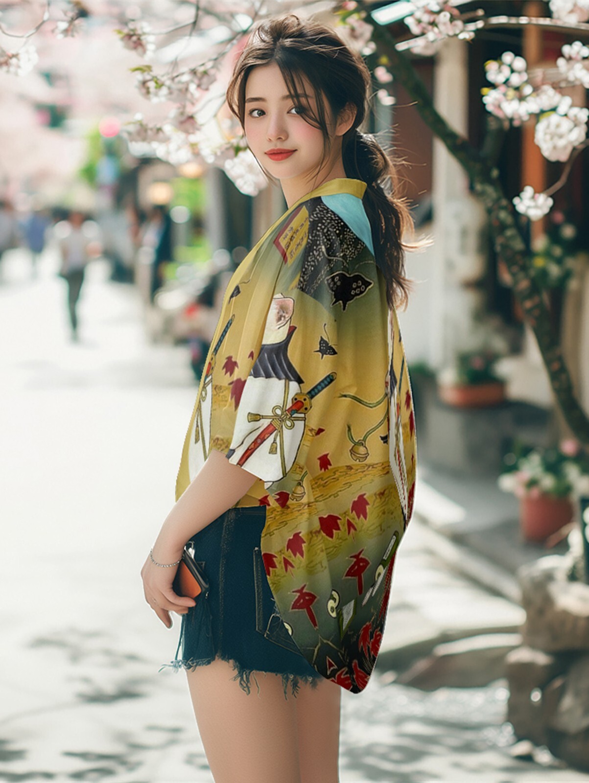 Niepce Unisex Japanese Graphic Lightweight Kimono Cardigan Shirt Tops