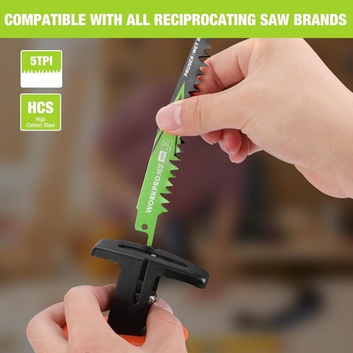 WORKPRO 10 Pieces Wood Pruning Reciprocating Saw Blade Set 6/9" Pruner Saw Blade