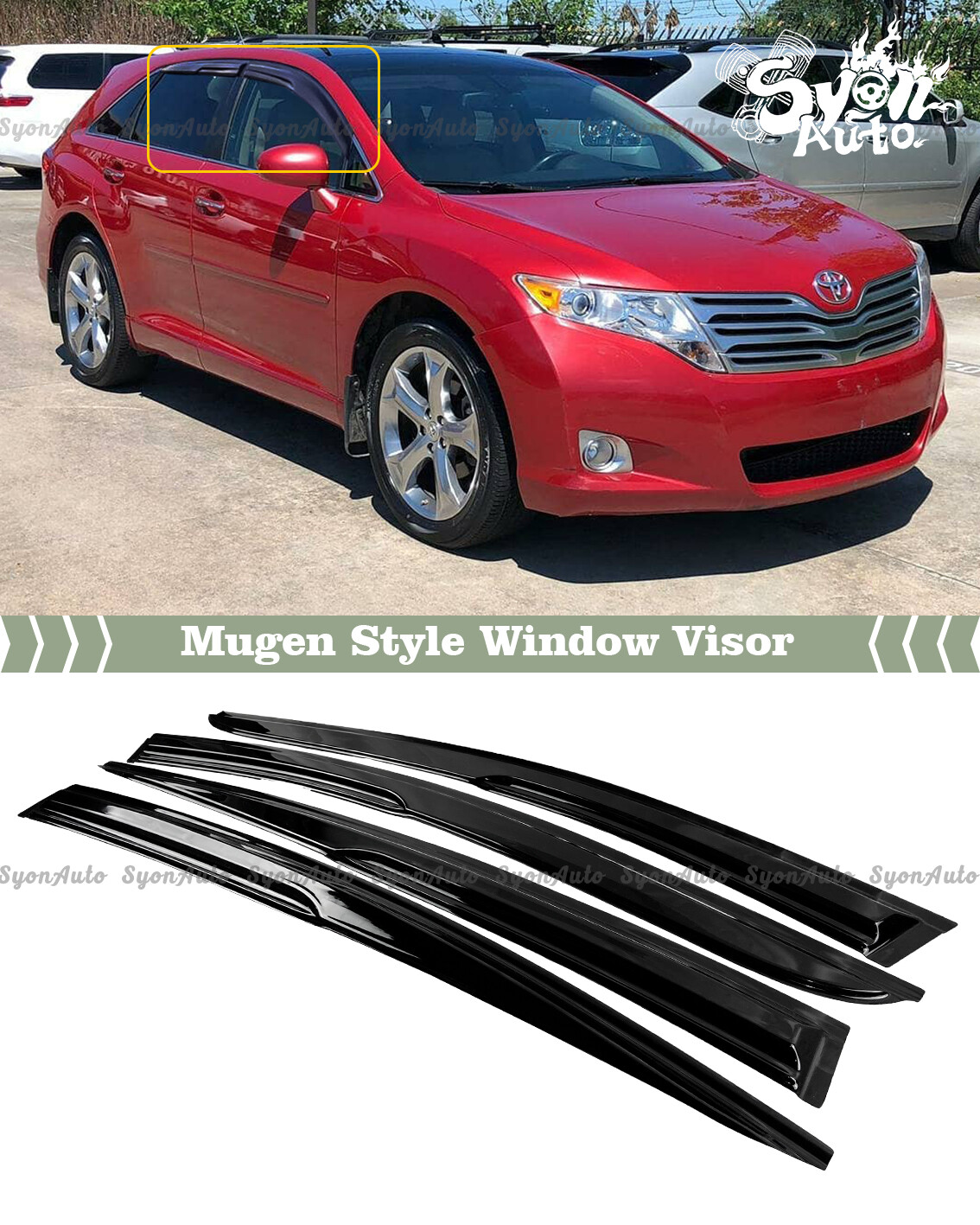 FITS 2008-2017 TOYOTA VENZA JDM 3D WAVY MUGEN STYLE WINDOW VISOR RAIN GUARD VENT